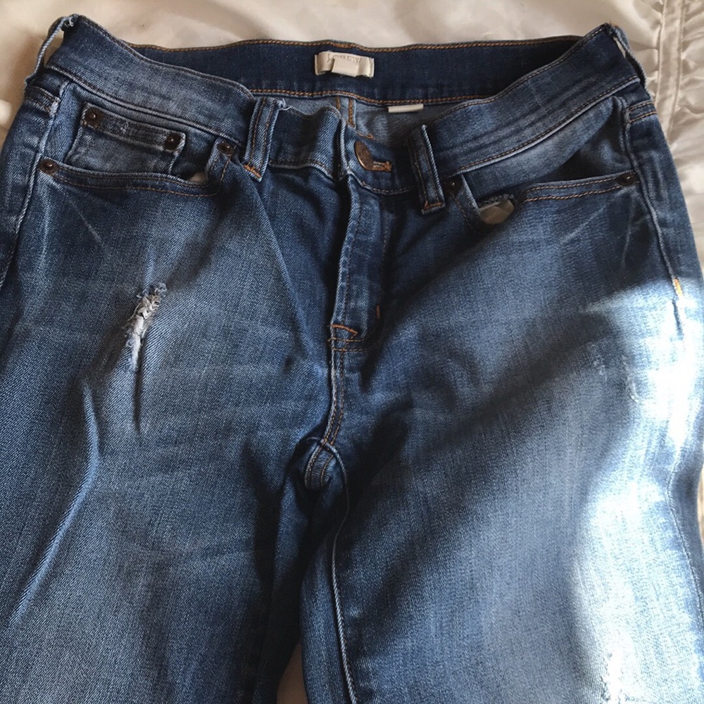 JCrew ripped jeans.